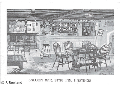 Drawing of Saloon Bar (Front Bar) by R Rowland 1957. Published on 17-02-2020